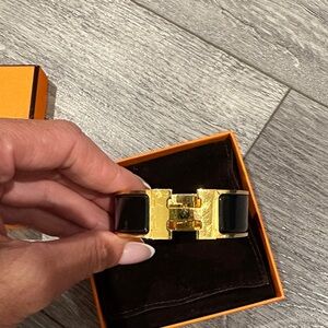 Hermès Orange Box with Black Velvet Pouch
